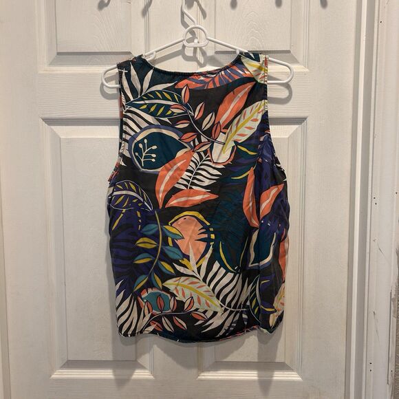 C&C California 100% Lyocell Tropical V-neck Sleeveless Tank Top Size Large - Picture 5 of 7